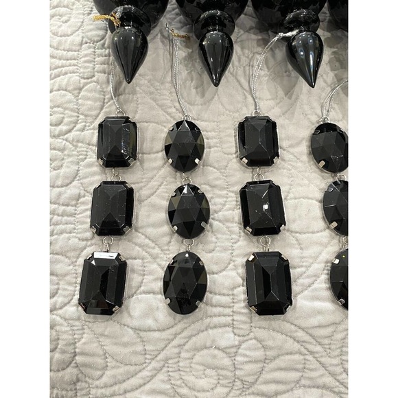 Black Glass Tree Ornaments Bundle Lot Of 16 Halloween Christmas Decor - Picture 4 of 5